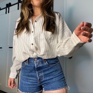 Princess Polly White Striped Button Down